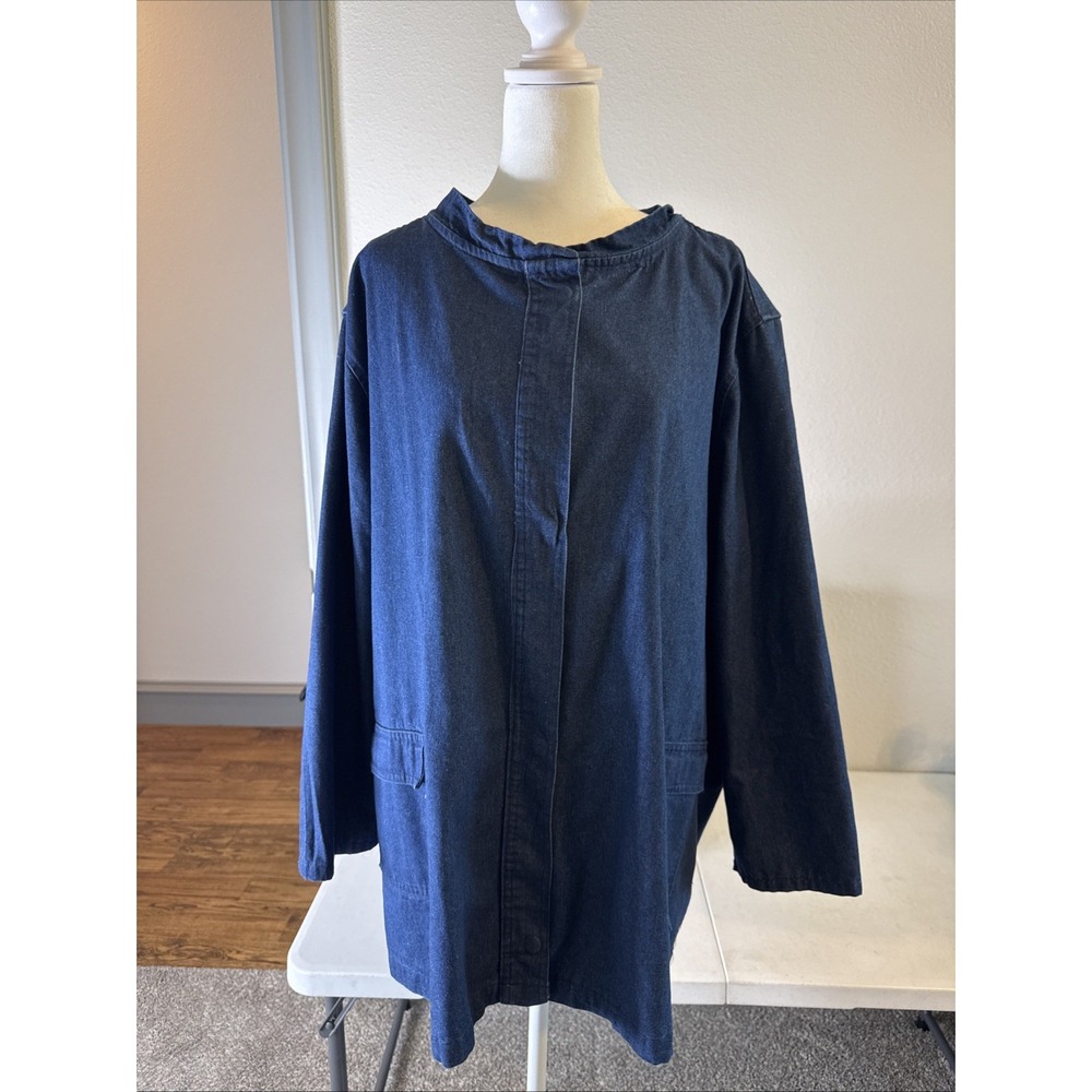 CW Classics Women's Button Denim Jacket Blue Plus Size 3XL